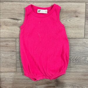 monica + andy Bright Pink Ribbed Bubble Bodysuit - 0-3m